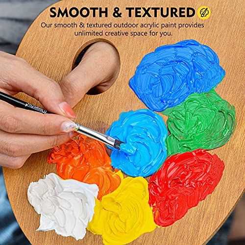 Magicfly Outdoor Acrylic Paint, Set of 30 Colors/Tubes (60 ml, 2 oz.) with Storage Box, Rich Pigments, Multi-Surface Paints for Rock, Wood, Fabric, Magicfly