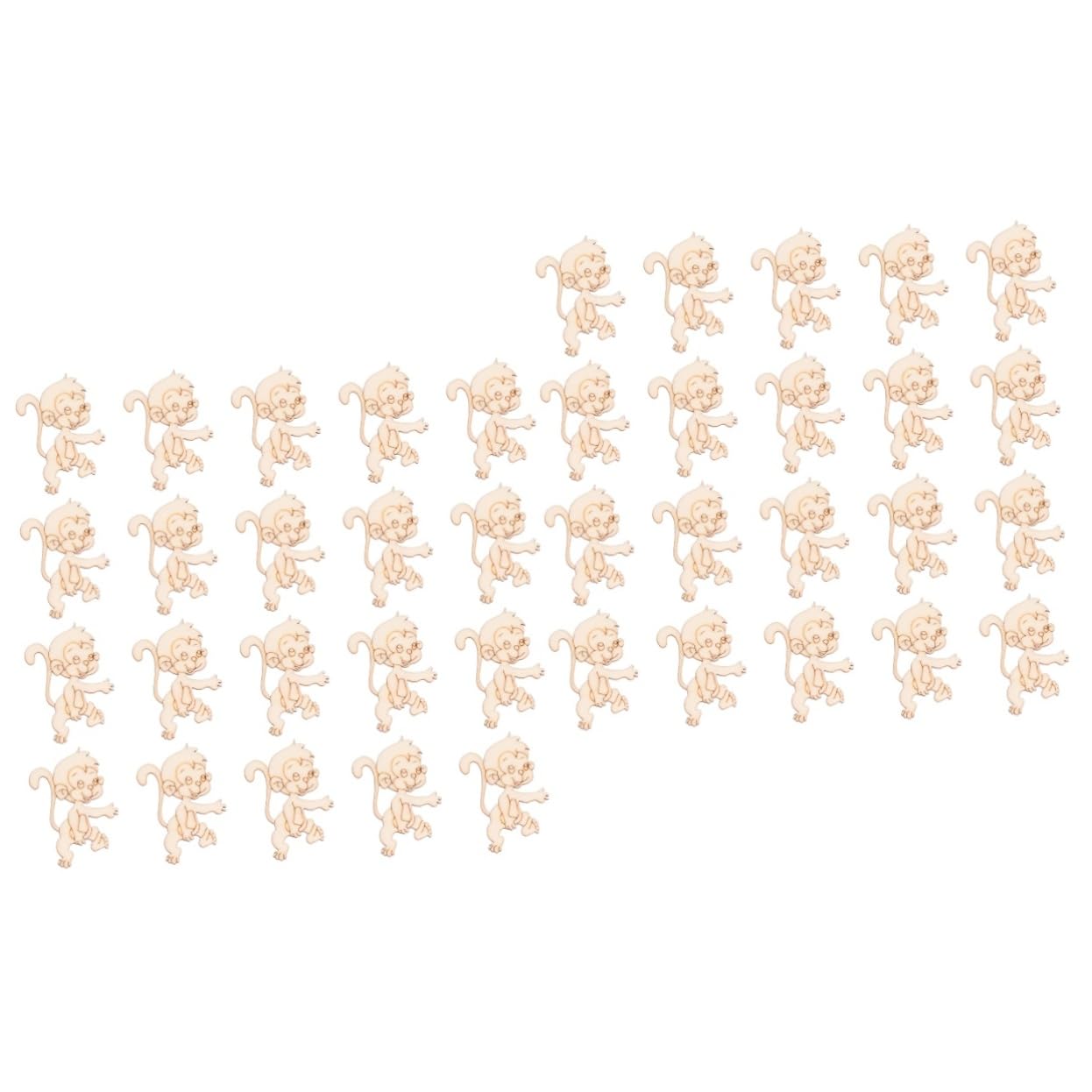 SEWACC 40 Pcs Unfinished Wood Monkey Cutout Shapes Wood Cutouts for DIY Crafts Wood Letters Crafts Dining Table Decor Desk Topper Unfinished Wooden SEWACC