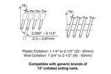 Freeman PCN65 Pneumatic 15 Degree 2-1/2" Coil Siding Nailer with Adjustable Metal Belt Hook Freeman