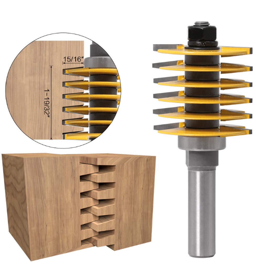 Tongue And Groove Router Bit Set，Domino Joiner Tool，Finger Joint Router Bits 1/2 Inch Shank Finger Joint Router Bit Woodworking Milling Cutter with