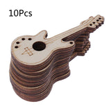 BUZHI 10pcs Guitar Shaped Wooden Embellishments,Wooden Cutouts Wood Ornament Natural Wood Pieces for Wedding, Christmas, Home Decoration BUZHI