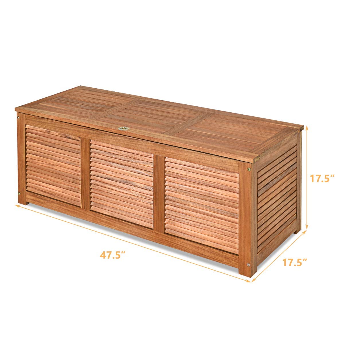 S AFSTAR Outdoor Storage Box, 47 Gallon Acacia Wooden Deck Box for Toys/Tools/Sports Supplies, Patio Storage Bench, Outdoor Storage Bench for Garden S AFSTAR