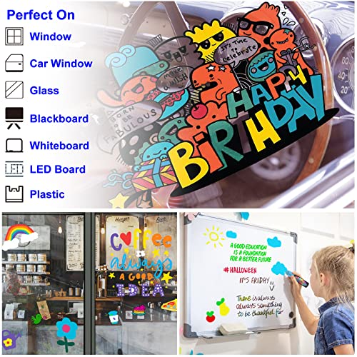 FansArriche Window Markers - 15mm Jumbo - 8 Pack of Neon Chalk Pens - Liquid Chalk Bright Car Markers, Chalkboard Markers for Windows, Blackboard, FansArriche