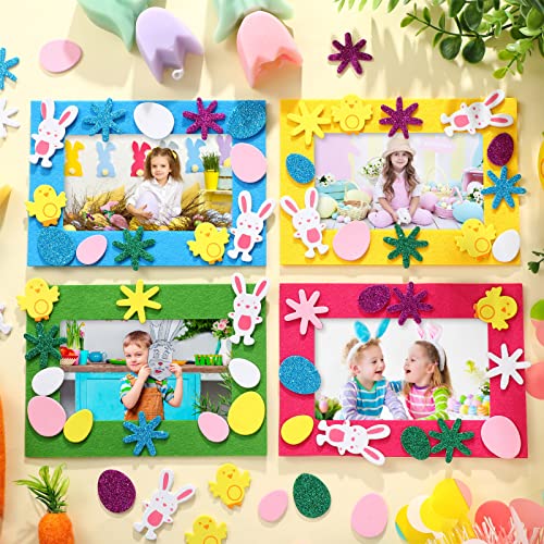 232 Pieces Easter DIY Picture Frames Craft Kit for Kids 32 Pieces Fall Felt Photo Frames with 200 Easter Pieces Self Adhesive Stickers for Easter - WoodArtSupply