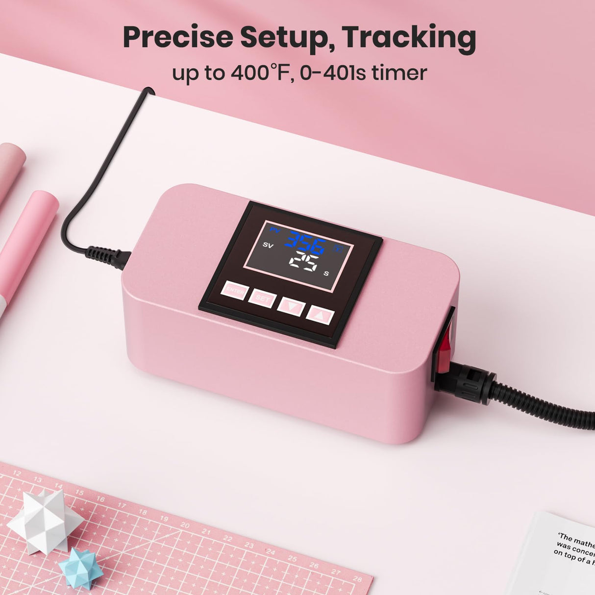 JESIMAIK Hat Press, Heat Press Machine for Caps with 3.15"×5.5" Curved Heating Element & Silicone Platen - No Crease, LCD Digital Temperature & Timer JESIMAIK