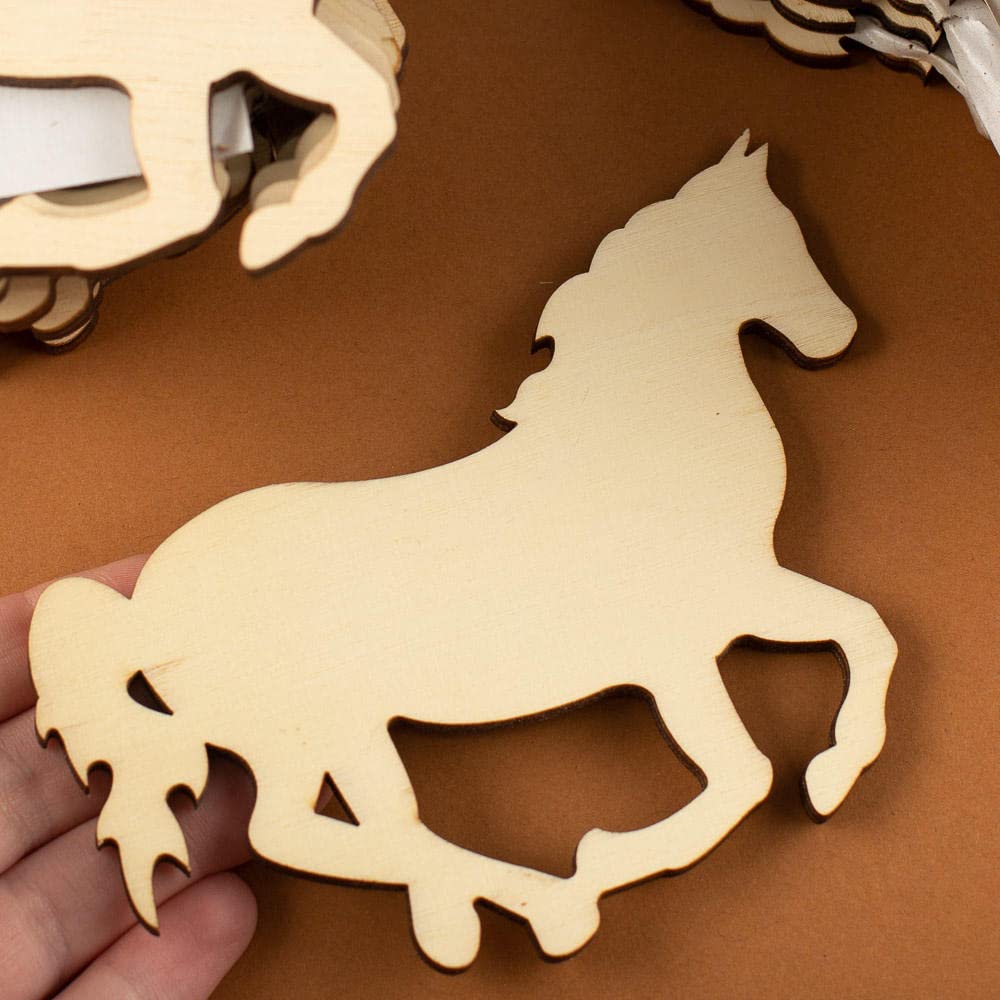Pack of 24 Unfinished Wood Horse Cutouts by Factory Direct Craft - Wooden Western Rodeo Cowboy Cowgirl Galloping Horse Shapes for Crafts and DIY Factory Direct Craft