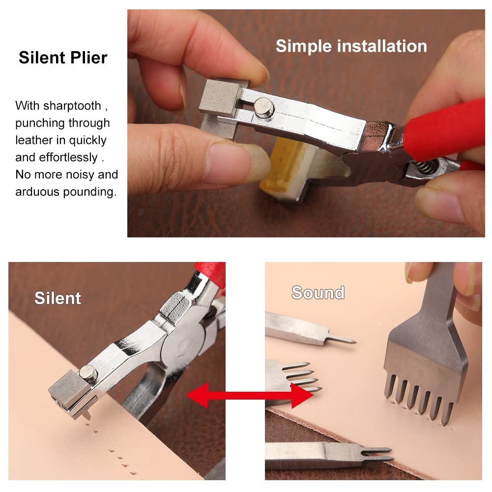 BUTUZE 440Pcs The Most Complete Leather Working Tool Set Punch Cutter Tools, Letter and Number Stamp Set, Stamping Set, Leather Apron, Tanned Leather BUTUZE