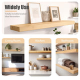 Habudda Floating Shelves, Wooden Wall Shelf for Rustic Decor, Hanging Display Shelving for Bedroom Bathroom Kitchen Living Room, Natural Wood, Habudda