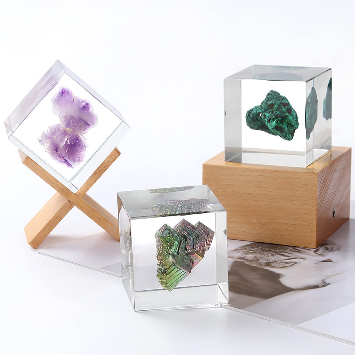 RESINWORLD Set of 4", 3", 2", 1.5", 1", 0.5" Clear Silicone Cube Molds, Large Deep Square Epoxy Resin Mold, Transparent Cube Silicone Molds for Resin - WoodArtSupply