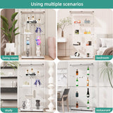Elegant FYSHERAN White Glass Cabinet Display Case for Collectibles and Home Décor FYSHERAN