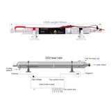 Cloudray 50W Laser Tube 850mm Dia.50mm,CO2 Laser Tube 50W,Cable Preconnected with Coating,50 Watt C02 Laser Tube With Metal Head（CR45 45-50W) Cloudray