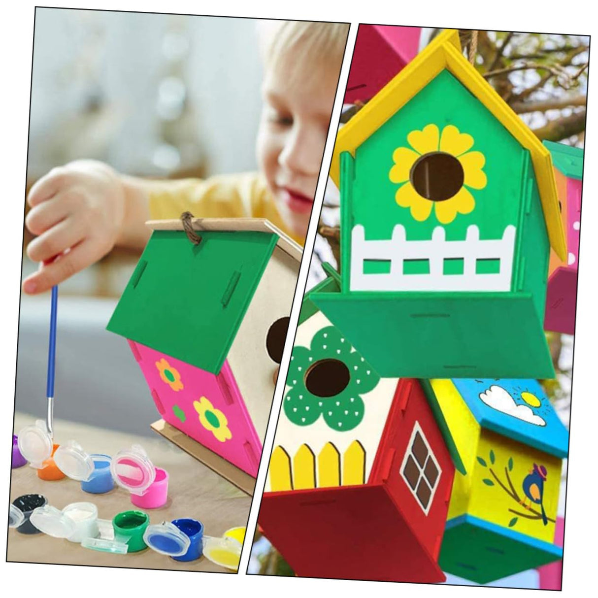 COHEALI 1 Set Lanyard Unfinished House Wind Chime Unfinished House kit Unfinished Arts Kits Kids Craft DIY Painting Bird House Bird House Wind Chime COHEALI