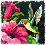 Colorful Hummingbird Latch Hook Craft Kit, 16'' X 16'' Tapestry Kits Latch Hook Rug Kits Carpet Embroidery Needlework DIY Rugs Hook Rug Hzikk
