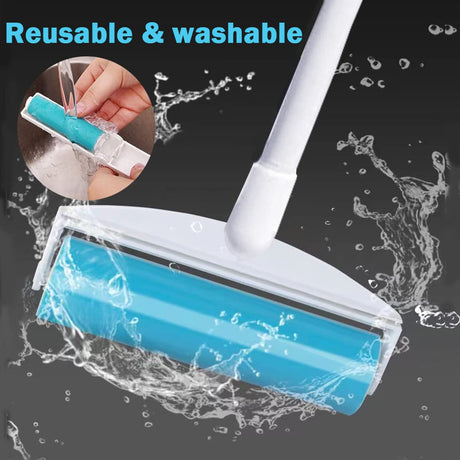 Washable Reusable Lint Roller, Large Lint Roller 8 inches Cat Dog Pet Hair Remover with 3 Extendable Handle, Gel Sticky Picker Set Cleaner for CALMTEE