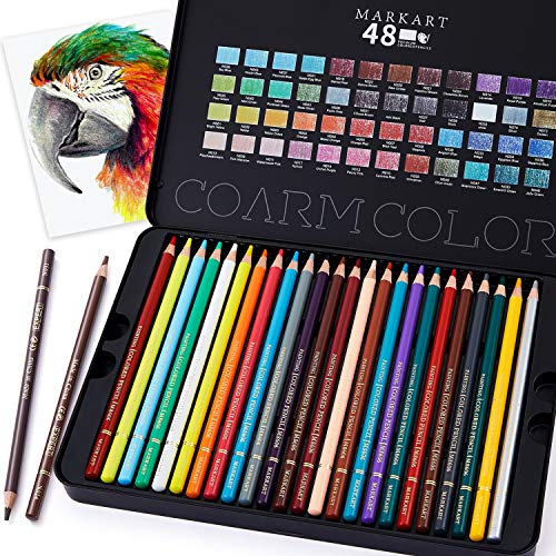 MARKART 48 Count Colored Pencils for Adult Coloring Books, Soft Core, Ideal for Drawing Blending Shading, Color Pencils Set Gift for Adults Kids