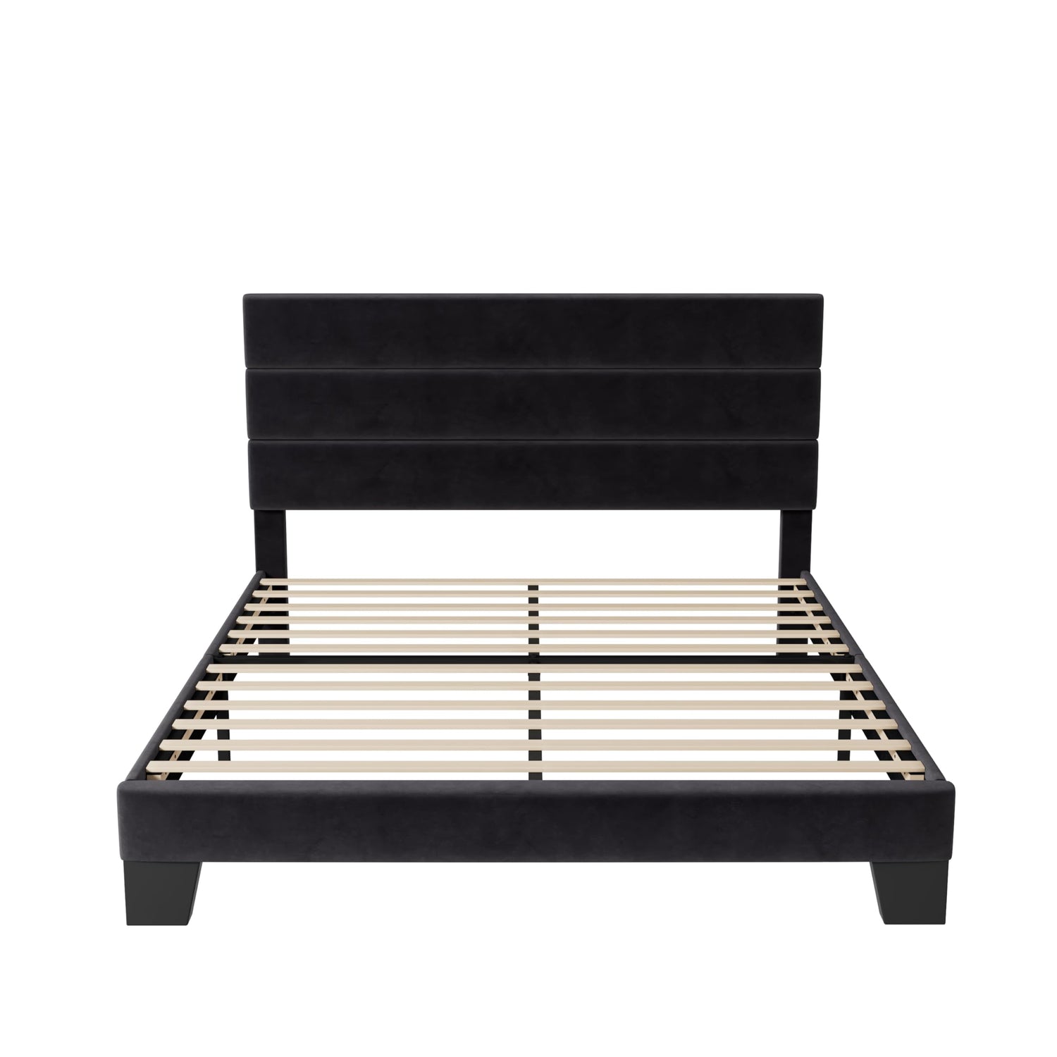 Allewie Queen Size Velvet Upholstered Platform Bed Frame with Wooden Slats Allewie