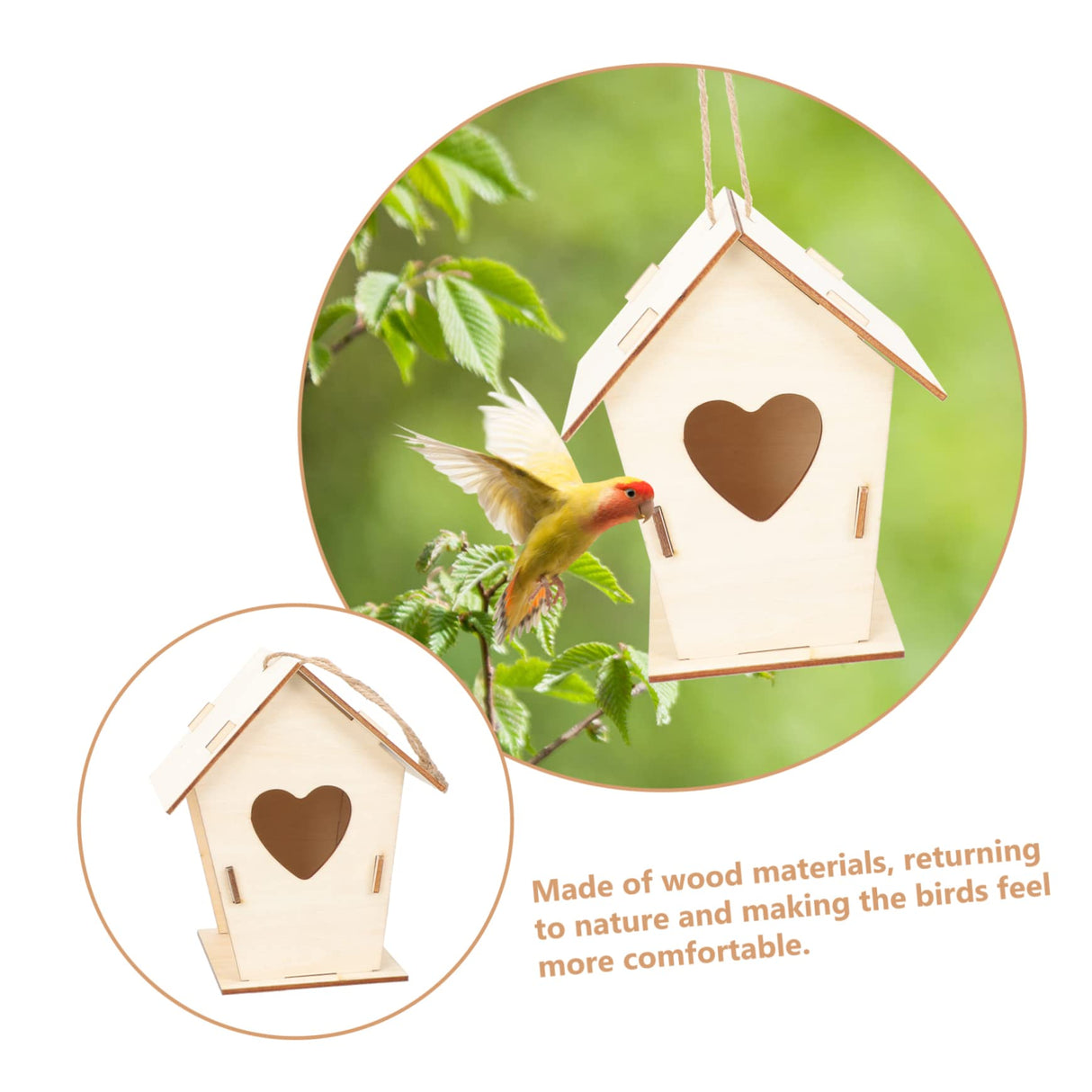 FUNOMOCYA 2pcs Wooden Bird House Decorative Bird Houses Kids playset Outdoor Outside Kids Toys Unfinished Wood Birdhouse Unpainted Wooden Birdhouses FUNOMOCYA