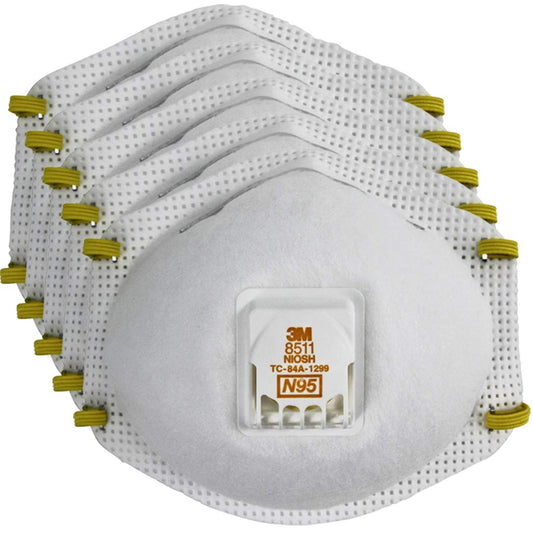 3M Particulate Respirator 8511Pro, N95, Disposable, Grinding, Sanding, Sawing, Sweeping, Dust, Smoke, 5/Pack - WoodArtSupply