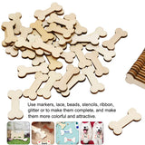 AKOAK 50 Pcs Unfinished Dog Bone Shaped Mini Wood Chips Can be Used for Paint or Decoration for Woodcraft and DIY Projects, Small Craft Ornaments AKOAK