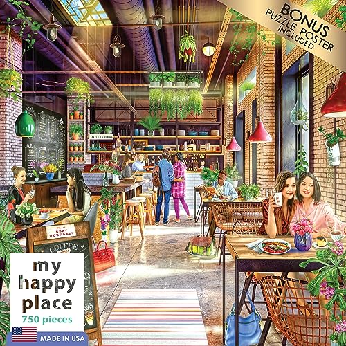 Cra-Z-Art - RoseArt - My Happy Place - Neighborhood Cafe - 750 Piece Jigsaw Puzzle - WoodArtSupply