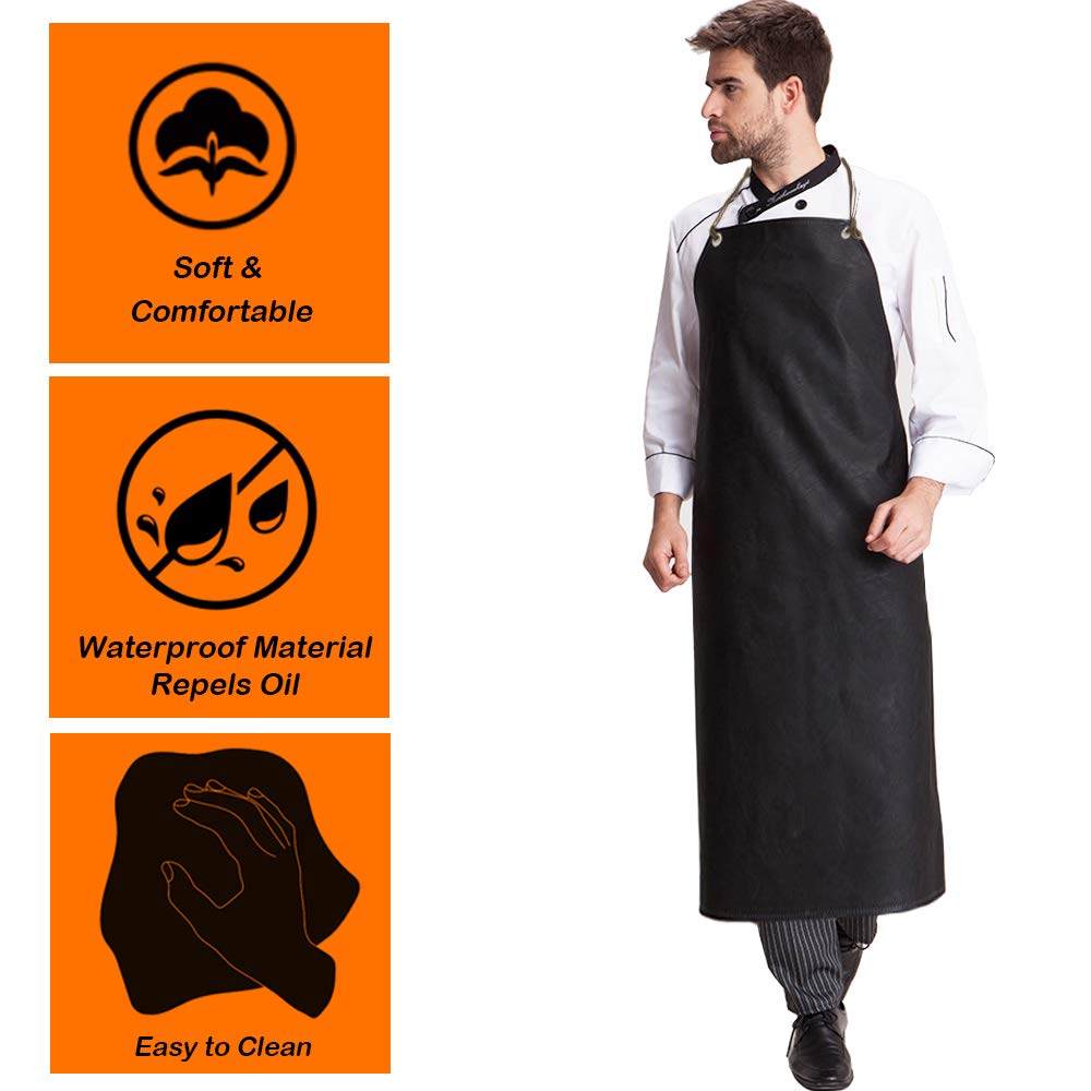 Heavy Duty PU Apron & Latex Gloves, DaKuan Waterproof Resist Strong Acid, Alkali and Oil Apron & Gloves Best for Staying Dry When Dishwashing, Lab DaKuan