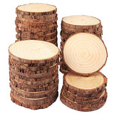60 PCS 4.7-5.5 Inch Natural Wood Slices, Unfinished Pine Wood Circles with Barks for Coasters, DIY Crafts, Christmas Rustic Wedding Ornaments and GNIEMCKIN