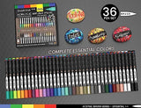 36 Flexible Brush Tip Acrylic Paint Pens Markers Set 1-7mm Line for Rock Painting, Brush Lettering, Scrapbooking, Glass, Mugs, Wood, Metal, Canvas, TOOLI-ART