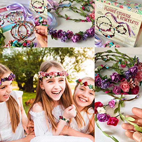 Hapinest Make Your Own Flower Crowns and Bracelets Craft Kit for Girls Gifts Ages 6 7 8 9 10 Years Old and Up - WoodArtSupply