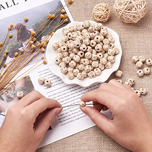 Craftdady 200pcs 10mm Natural Round Wood Beads Unfinished Wooden Ball Spacer Beads with Cross Pattern for Jewelry Making Hole: 2mm Craftdady