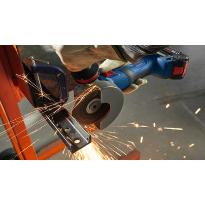 BOSCH GWX18V-8B15 18V X-LOCK Brushless 4-1/2 In. Angle Grinder Kit with (1) CORE18V® 4 Ah Advanced Power Battery, Blue - WoodArtSupply