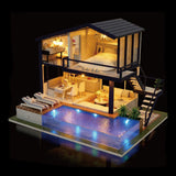DIY Miniature Dollhouse Kit,UniHobby Time Apartment DIY Dollhouse Kit with Wooden Furniture Light Gift House Toy for Adults UniHobby