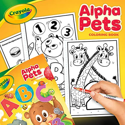 Crayola Alpha Pets Coloring Pages and Stickers, Number & Alphabet Coloring Book, Gift for Kids, 96 Pages - WoodArtSupply