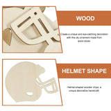 VILLCASE 20pcs Helmet Unfinished Wood Football Hockey Helmet Shaped Wood Slices Helmet Wooden Ornaments for Crafts Painting Door Sign Wedding Home VILLCASE