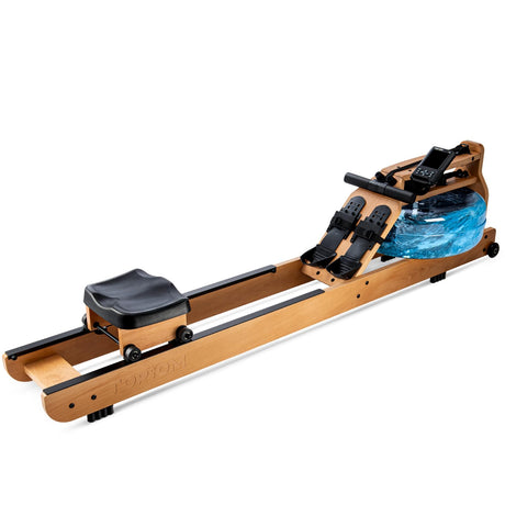 TOPIOM Water Rowing Machine with TM-3 Performance Monitor, 400 lbs Max Load, Oak Wood Rower Machine TOPIOM