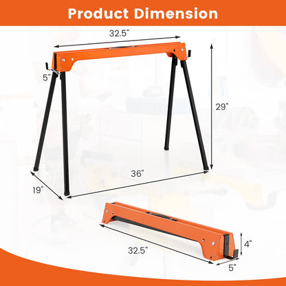 GOFLAME 2-Pack Folding Sawhorses, Portable Metal Saw Horses with Convenient Handle & Detachable 2 x 4 Support Arms, 1322 Lbs Weight Capacity of Per - WoodArtSupply