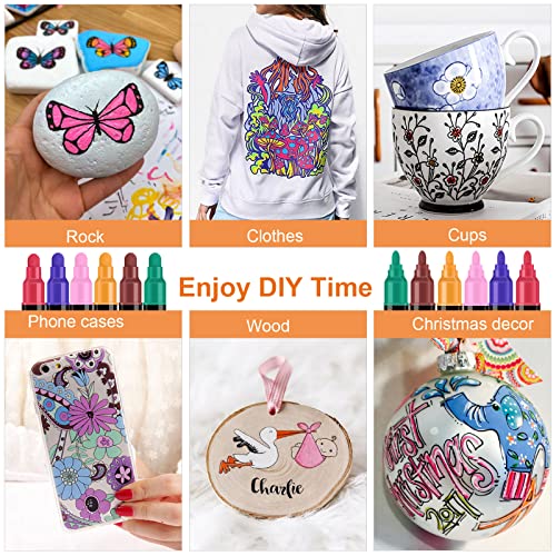 Betem 60 Colors Dual Tip Acrylic Paint Pens Markers, Premium Acrylic Paint Pens for Wood, Canvas, Stone, Rock Painting, Glass, Ceramic Surfaces, DIY Betem