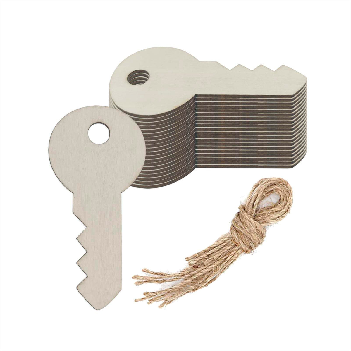 Wood Key Shape Creaides 20pcs Key Wood Crafts Cutouts Blank Wooden Key Shaped Hanging ...