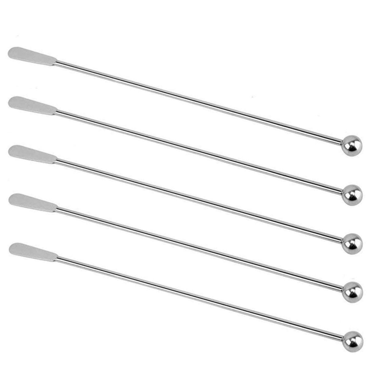 Jsdoin Stainless Steel Coffee Beverage Stirrers Stir Cocktail Drink Swizzle Stick with Small Rectangular Paddles (5 Silver) Jsdoin