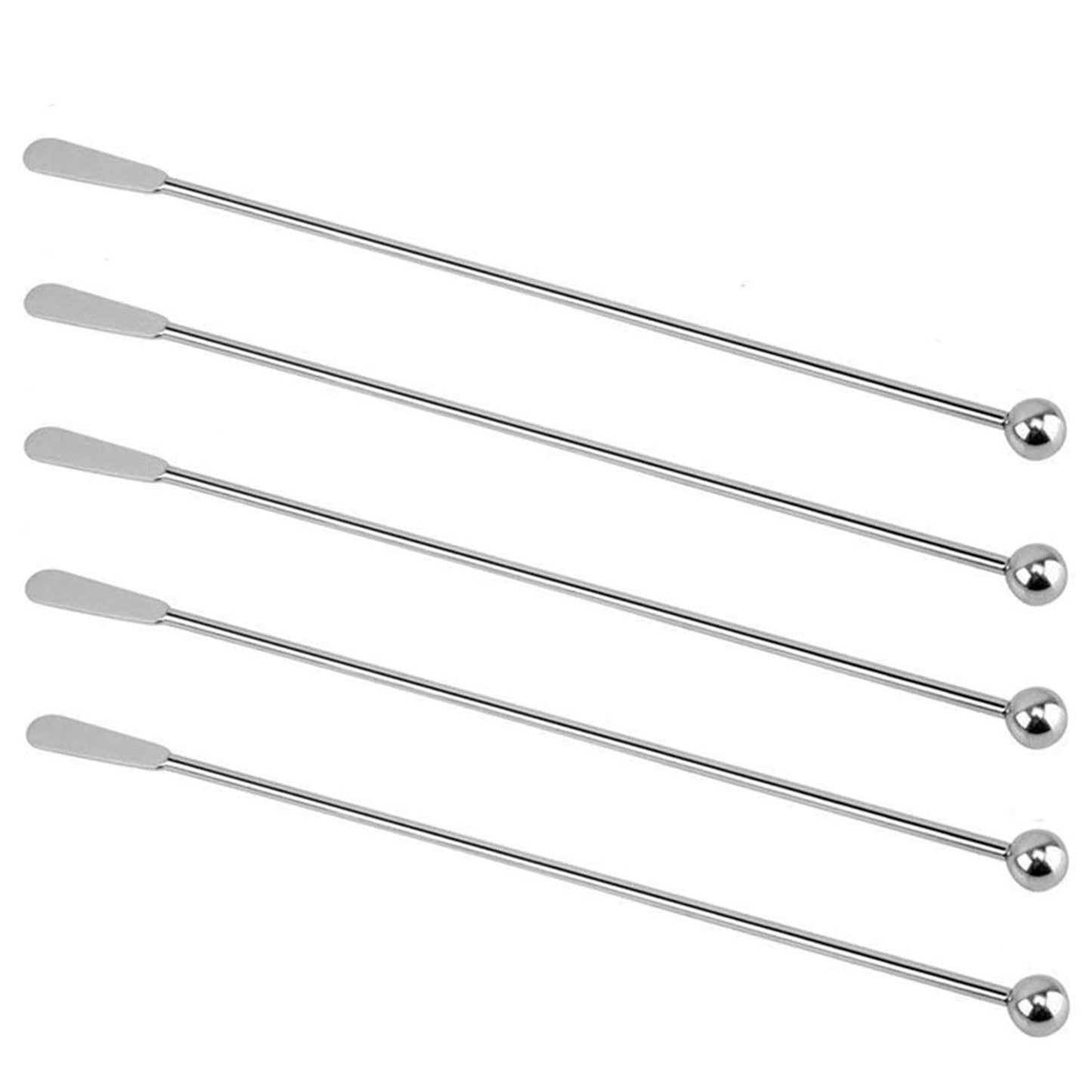 Jsdoin Stainless Steel Coffee Beverage Stirrers Stir Cocktail Drink Swizzle Stick with Small Rectangular Paddles (5 Silver) - WoodArtSupply