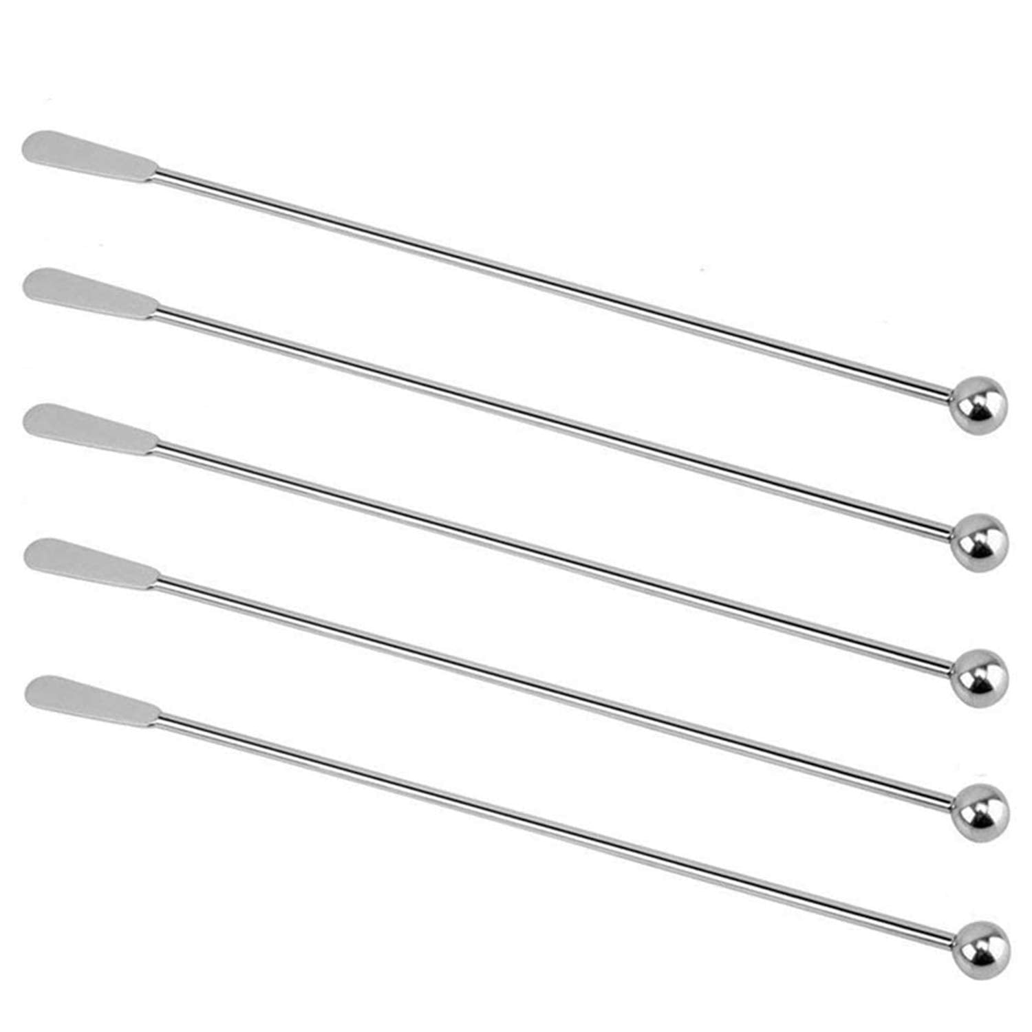 Jsdoin Stainless Steel Coffee Beverage Stirrers Stir Cocktail Drink Swizzle Stick with Small Rectangular Paddles (5 Silver) - WoodArtSupply