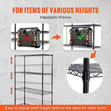 VEVOR Storage Shelving Unit with Wheels, 4-Tier Adjustable, 700 lbs Capacity, Heavy Duty Garage Shelves Metal Organizer Wire Rack, Black, 48" L x 18" VEVOR