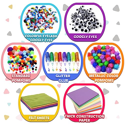 FUNZBO Arts and Crafts Supplies for Kids - Kids Crafts Toys with Sequins, Diamond Stickers & Foam Letters, Crafts for Girls Age 4 5 6 7 8 9 - All in FUNZBO