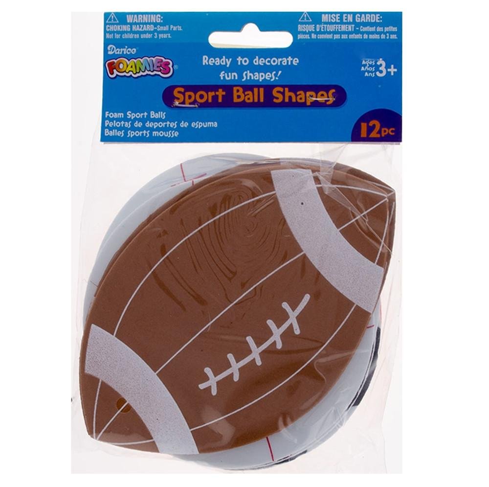 12 Foam Football, Baseball, Basketball, Soccer Ball Cutouts DIY Craft Shapes - WoodArtSupply