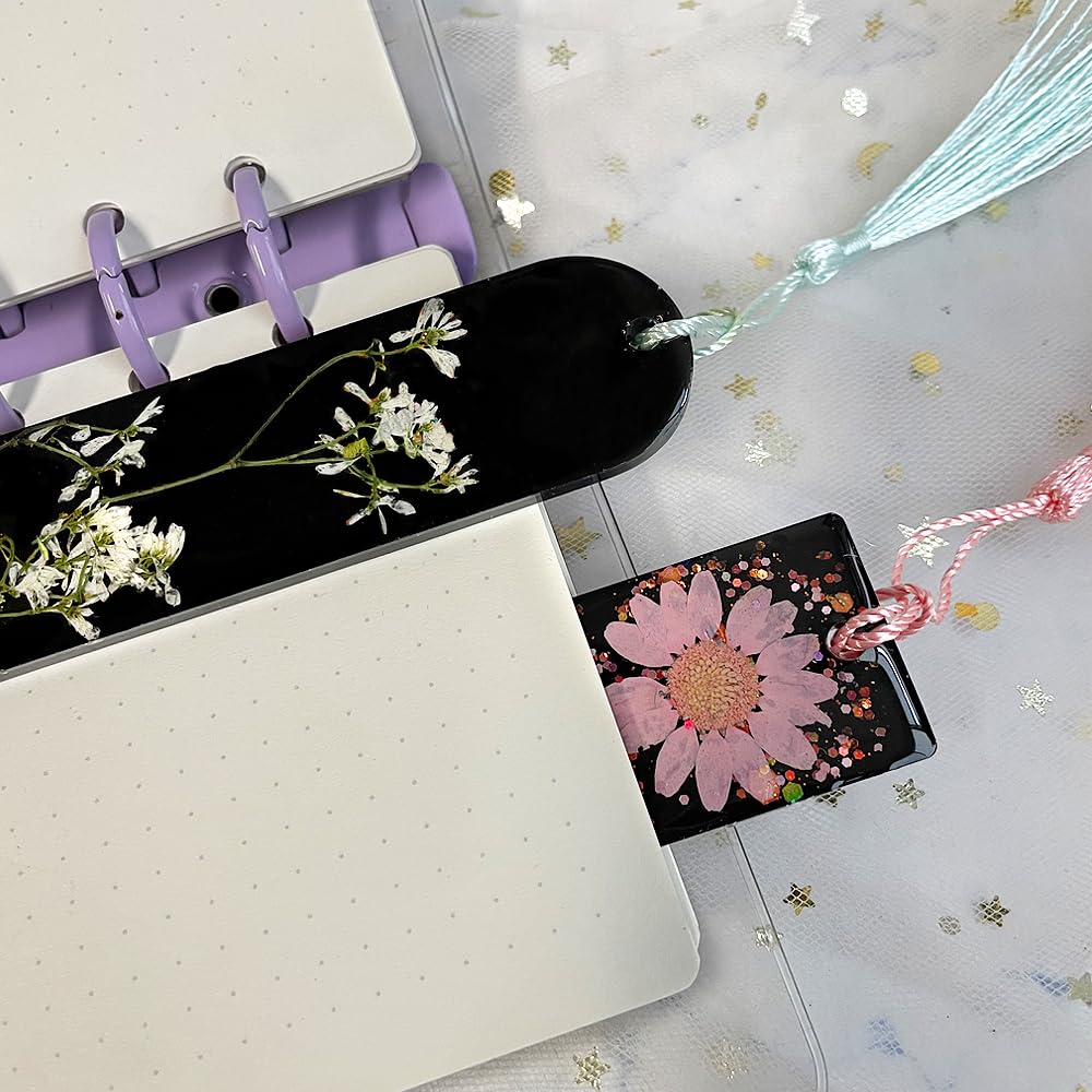 RESINWORLD Set of 3 Shiny Bookmarks Silicone Mold, Bookmark Resin Mold with Tassles, Small Medium Rectangle Bookmark Mold ResinWorld