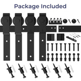 SMARTSTANDARD 7.5 Feet Bypass Sliding Barn Door Hardware Kit - for Double Wooden Doors-Single Track - Smoothly & Quietly - Easy to Install-Fit 78" SMARTSTANDARD