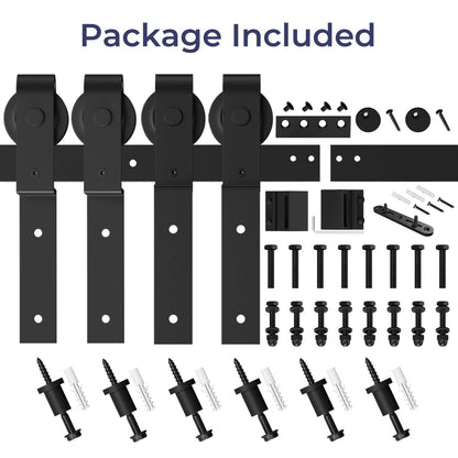 SMARTSTANDARD 7.5 Feet Bypass Sliding Barn Door Hardware Kit - for Double Wooden Doors-Single Track - Smoothly & Quietly - Easy to Install-Fit 78" - WoodArtSupply