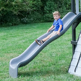 Backyard Discovery Whispering Point All Cedar Wooden Swing Set, Raised Club House, Grey Wave Slide, Web Swing, Climbing Wall, 2 Belt Swings, Crow's Backyard Discovery