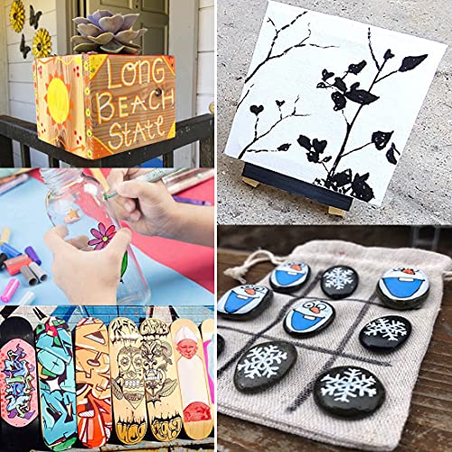 Blue Acrylic Paint Marker Pens - 2-3mm Medium Tip, 6 Pack Permanent Blue Water Based Paint Pen for DIY Projects, Paintings for Rock, Fabric, Wood, TFIVE