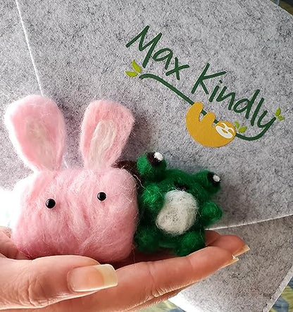 Max Kindly Needle Felting Kit Beginner | 24 Colors | Needle Felt Kit Includes Instructions, Case, Felting Needles, Assorted Wool roving, and Other