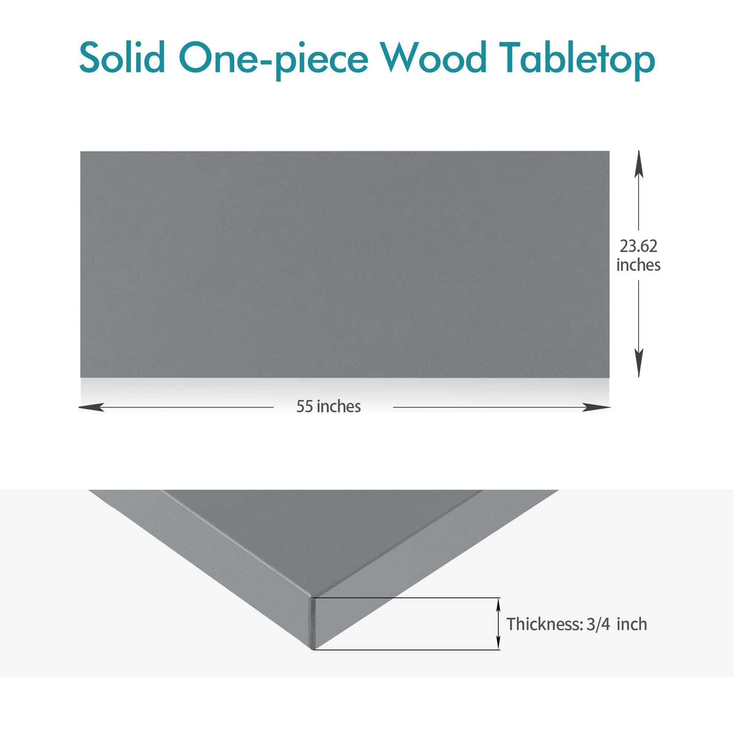 Kaboon 55x24 Grey Tabletop Only, Wood Desktop One Piece, Table Top for Standing Desk Frame, Laminate Countertop, Tabletop Board Only for Home and Kaboon
